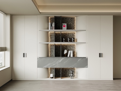 现代意式书柜su模型