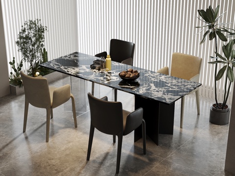 现代意式餐桌椅3d模型