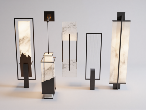 新中式壁灯组合su模型