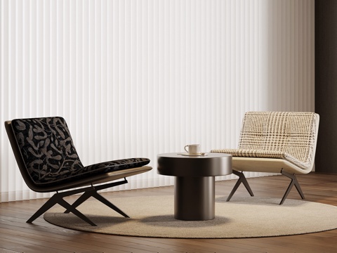 现代中古风休闲椅 沙发椅su模型