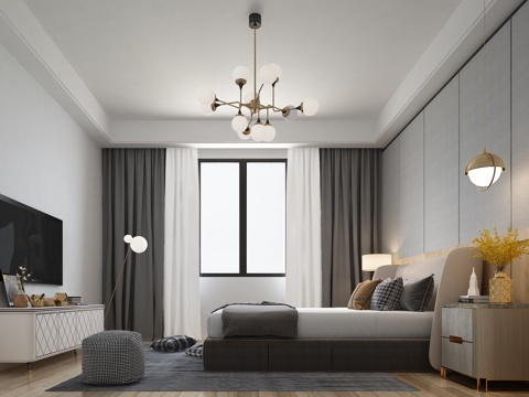  现代卧室主人房3d模型 