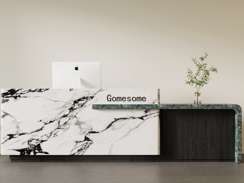 现代意式前台 接待台 招待台su模型