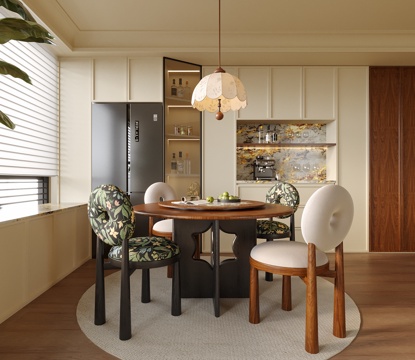 现代餐厅 餐桌椅 餐边柜su模型