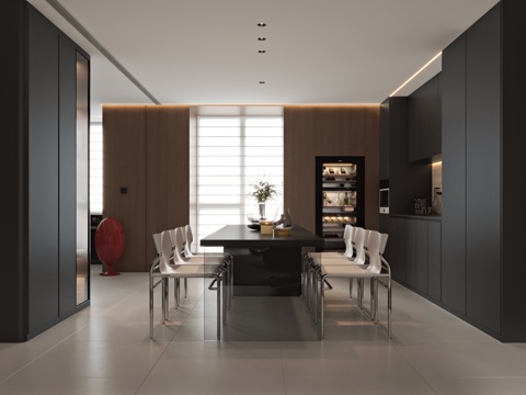  现代意式客餐厅3d模型 