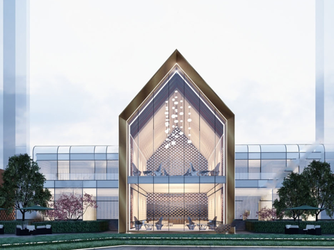 现代售楼处建筑 售楼部建筑su模型