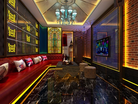  工业风ktv 包厢3d模型 