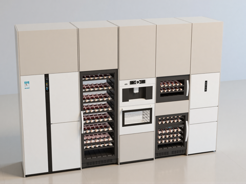 现代边柜酒柜su模型