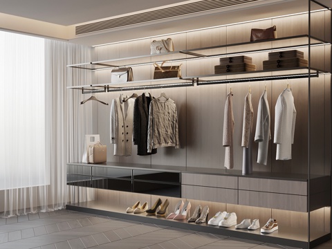 现代意式衣架 置物架su模型