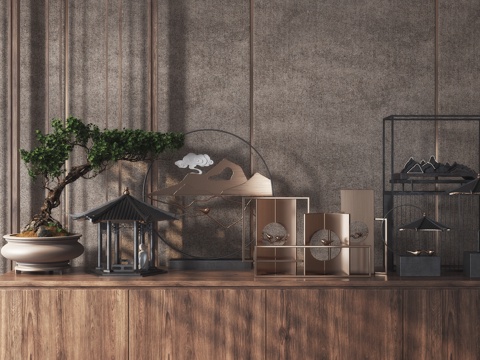  新中式装饰品摆件3d模型 