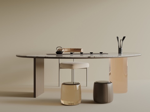 现代茶台 茶桌椅su模型