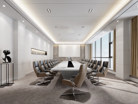  现代简约高档会议室3d模型 