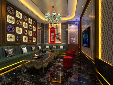  工业风ktv 包厢 工业风3d模型 