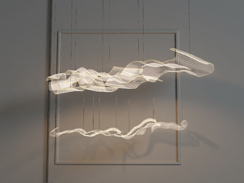 现代轻奢丝绸吊灯su模型