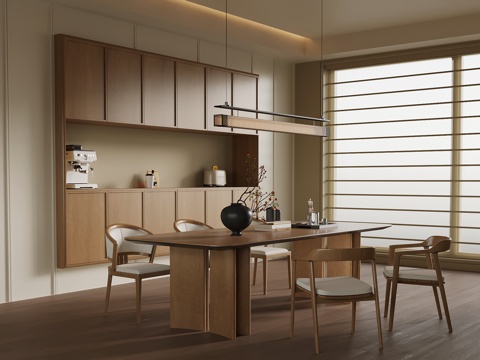  新中式餐厅3d模型 