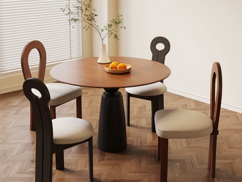 法式复古餐桌椅su模型