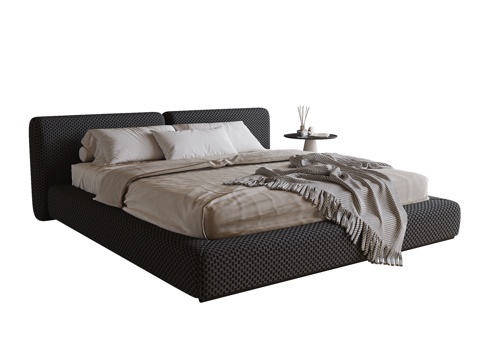  现代双人床3d模型 