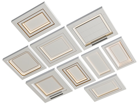  现代开放办公区吊灯 管道吊顶吊灯 拼接吊灯 公共办公区吊灯3d模型 