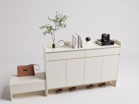 现代边柜鞋柜换鞋凳su模型