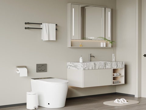 现代浴室柜 卫浴用品su模型