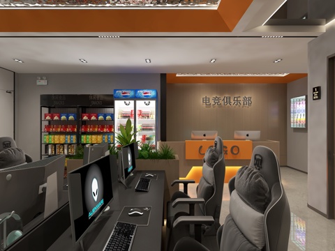  现代电竞网咖3d模型 