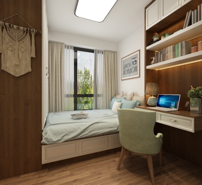  北欧榻榻米卧室3d模型 