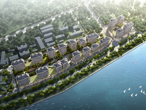  现代 白天 住宅区 住宅鸟瞰3D模型3d模型 