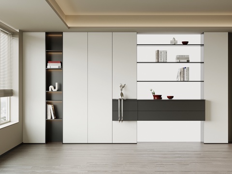 现代意式书柜su模型