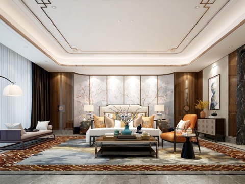  新中式卧室主卧3d模型 