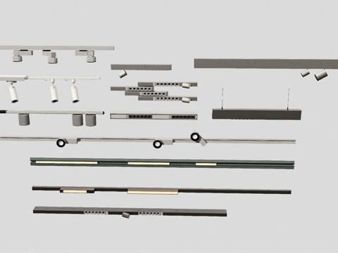 磁吸灯射灯轨道灯筒灯集合su模型
