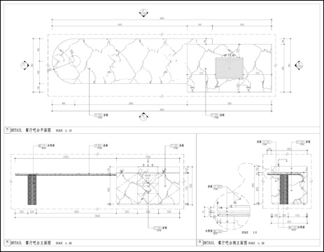 水吧台 餐厅岛台 石材吧台节点cad施工图