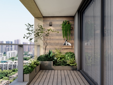 现代休闲 洗漱阳台 休闲椅 花箱绿植 洞洞板 操作台su模型