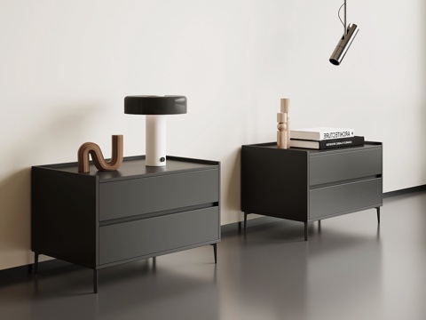 现代意式床头柜su模型