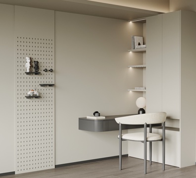 现代书桌椅 洞洞板su模型