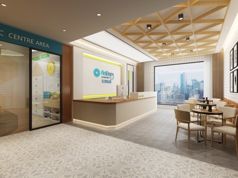  现代牙科医疗诊室 手术台 书桌 椅子 边柜3d模型 