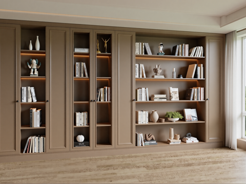 现代储物柜书柜su模型