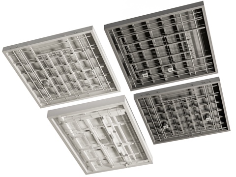  现代开放办公区吊灯 管道吊顶吊灯 拼接吊灯 公共办公区吊灯3d模型 