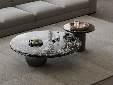 现代意式茶几 圆几su模型