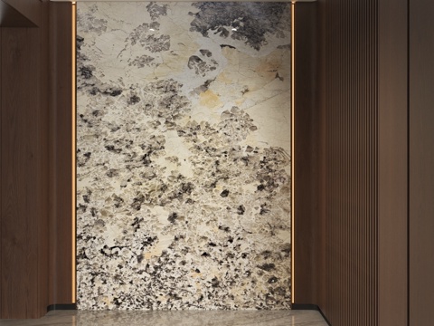 现代意式入户玄关 意式玄关背景墙 玄关木纹墙板 别墅门厅石材su模型