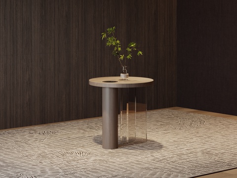 现代意式边几 圆几su模型