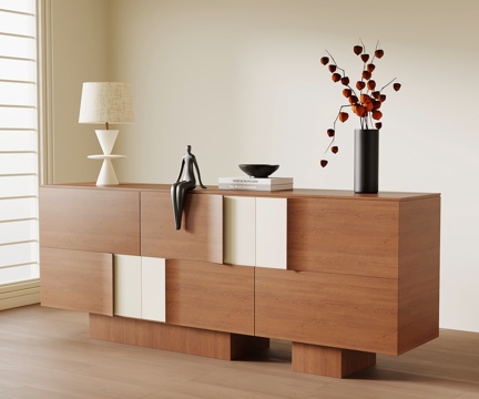 中古风玄关柜 边柜su模型