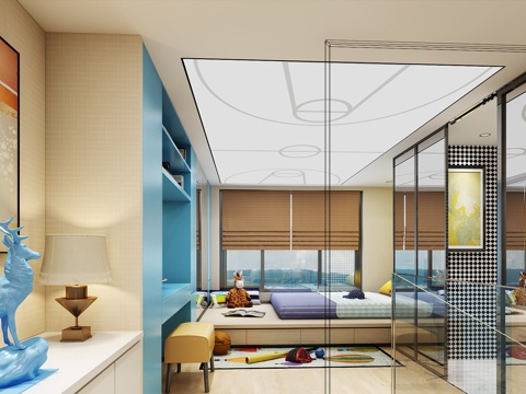  现代儿童房3d模型 