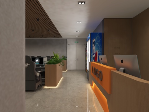  现代电竞网咖3d模型 