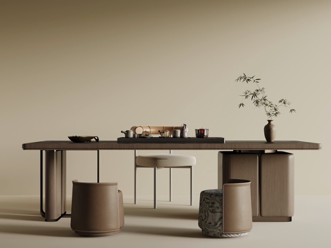 现代茶台 茶桌椅su模型