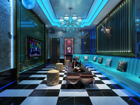  工业风ktv 包厢3d模型 