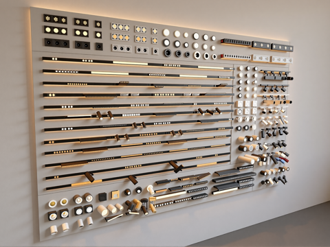 磁吸灯射灯轨道灯筒灯集合su模型