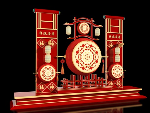 新中式舞台 国风国潮舞台 美陈 网红美陈 商场美陈装置 户外su模型