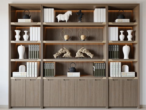 现代装饰柜书柜su模型