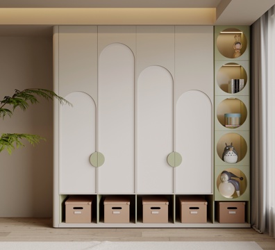 现代简约衣柜 儿童房衣柜su模型