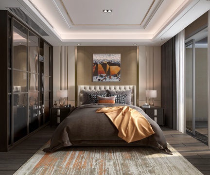  现代卧室3d模型 