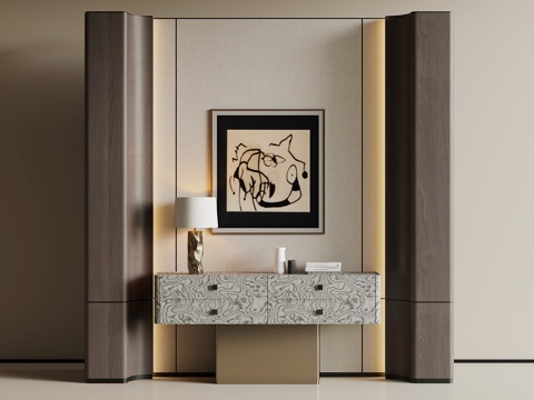 现代玄关 边柜 装饰柜 玄关柜su模型